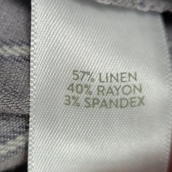 J JILL Gray 218714 Striped Linen Stretch Crop Trouser Career Dress Pants SIZE 22 - Picture 9 of 11